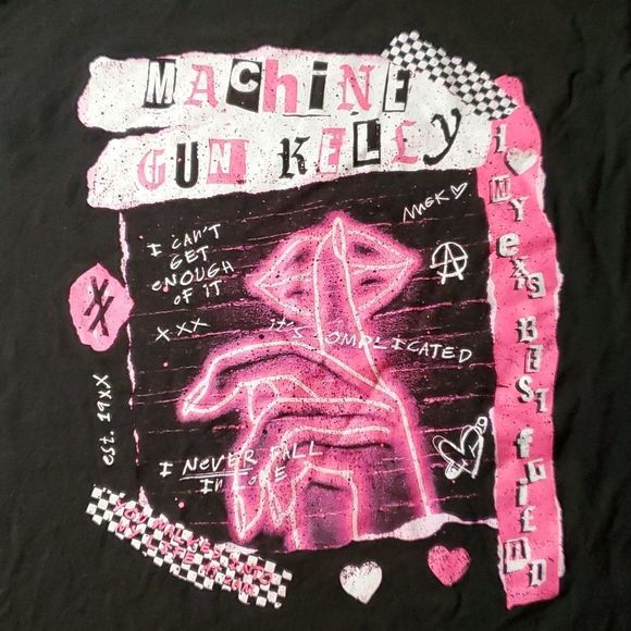 Machine Gun Kelly T-Shirt I <3 My Ex's Best Friend Black Pink Size L - Picture 5 of 5